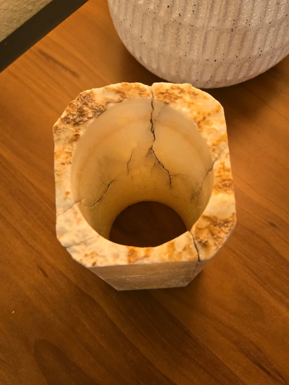 Natural White Like Alabaster Decorative Candle Holder Decor - Picture 6 of 10